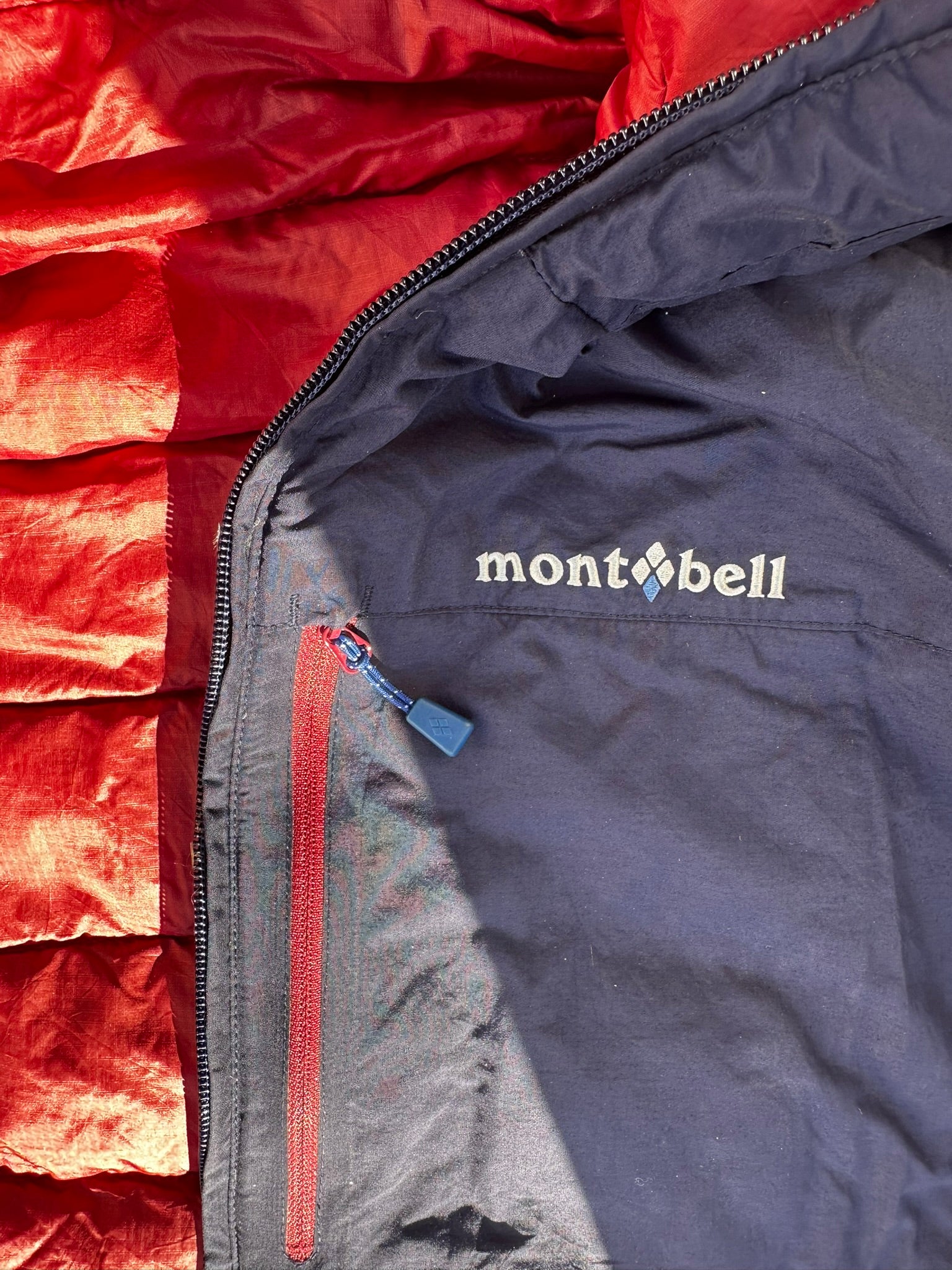 Montbell Down Puffer Jacket – Navy Blue & Coral Red