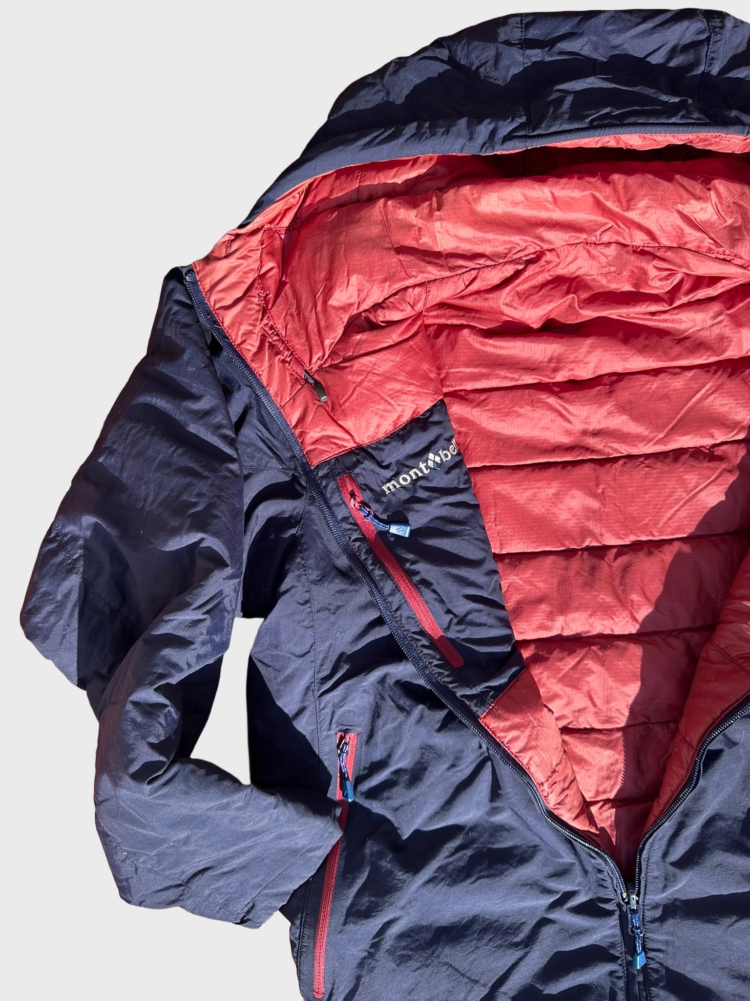 Montbell Down Puffer Jacket – Navy Blue & Coral Red
