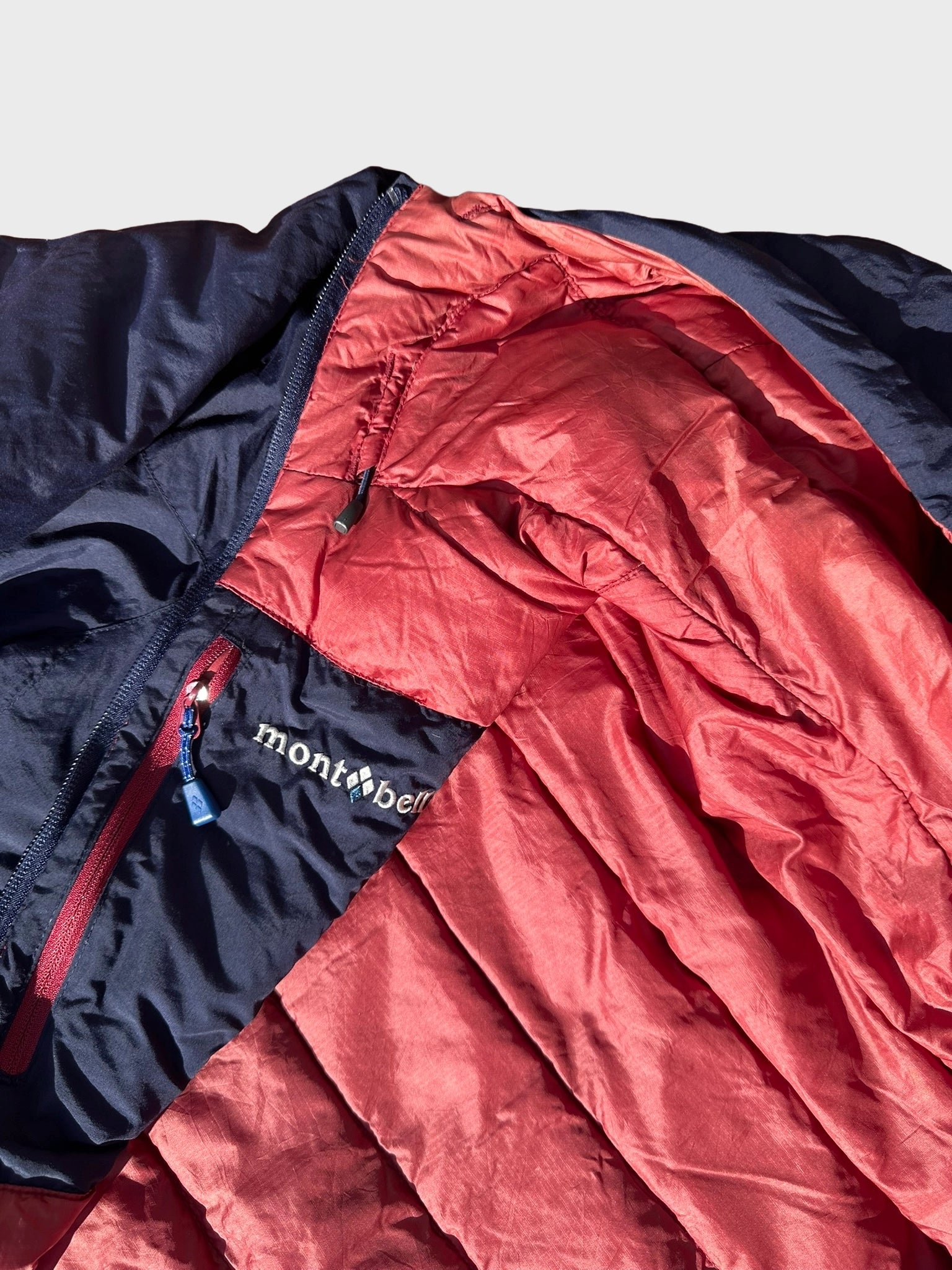 Montbell Down Puffer Jacket – Navy Blue & Coral Red